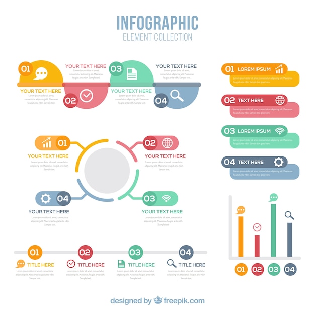 Vetor grátis coleção colorida de elementos infográficos em estilo plano