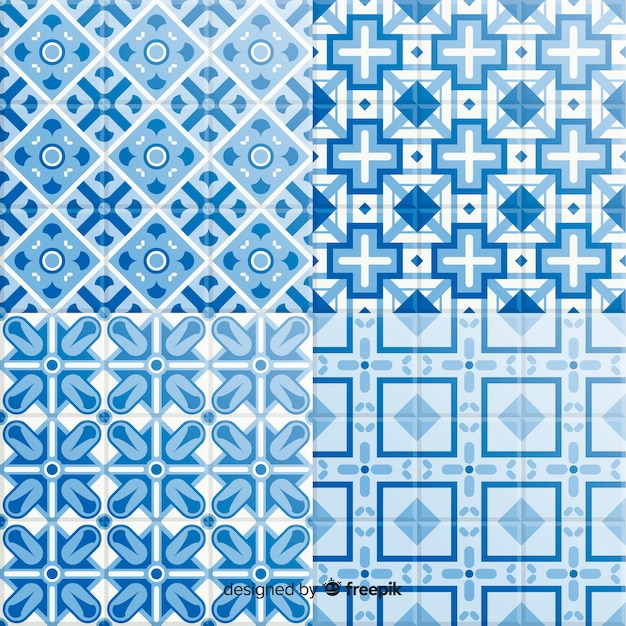 Vetor grátis coleção de azulejos coloridos com design plano