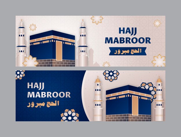 Coleção de banners horizontais gradiente hajj