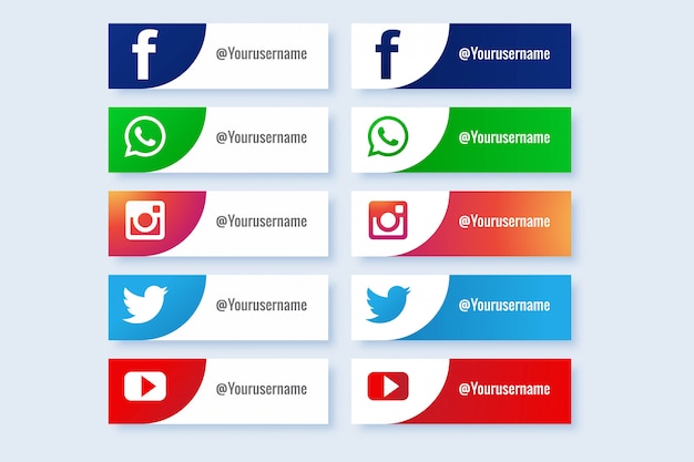 Coleção de botão de ícones populares de mídia social abstrata