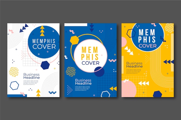 Vetor grátis coleção de capa abstrata de design de memphis