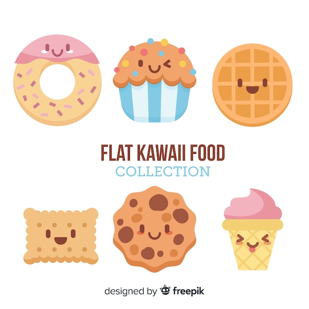 Vetor grátis coleção de comida kawaii