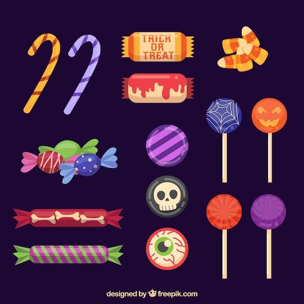 Vetor grátis coleção de doces de halloween