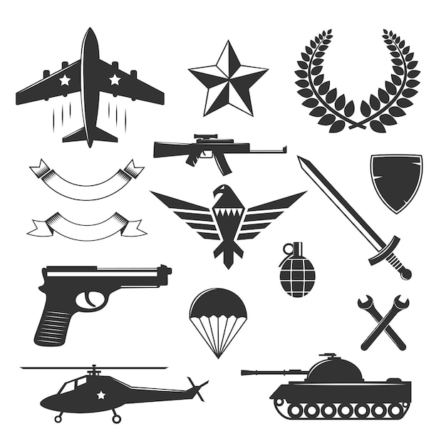 Coleção de elementos de emblema militar