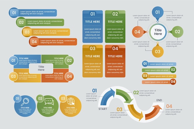 Vetor grátis coleção de elementos de infográfico de gradiente