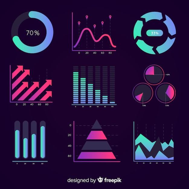 Coleção de elementos modernos infográfico com estilo gradiente