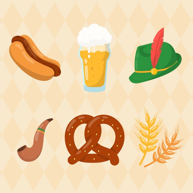 Coleção de elementos planos para celebração da oktoberfest