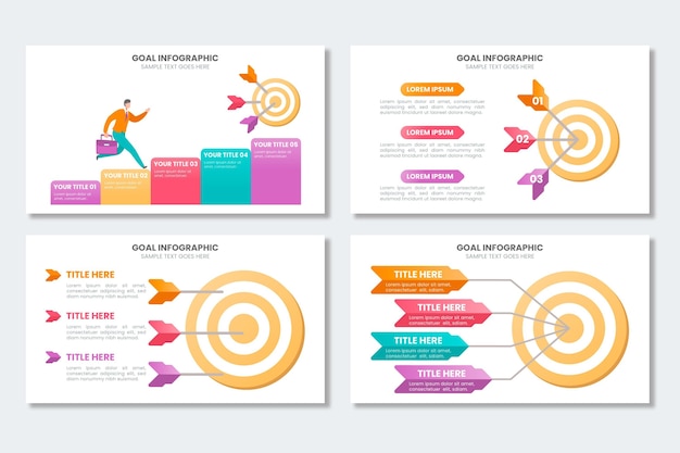 Vetor grátis coleção de infográfico de metas