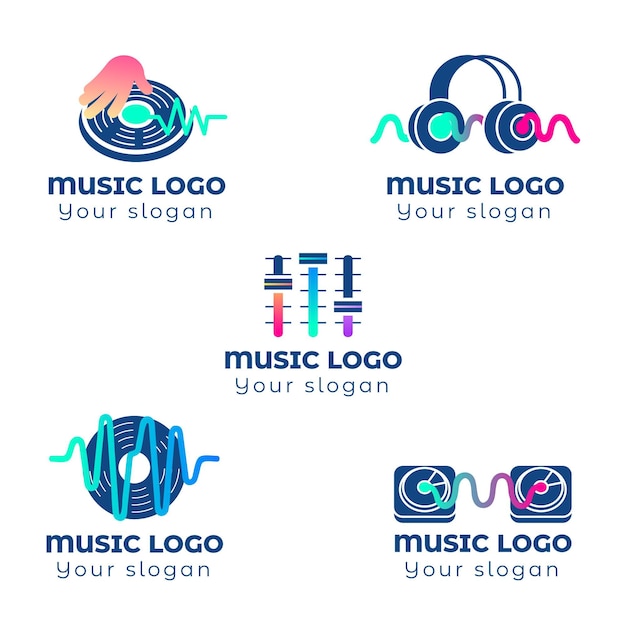 Coleção de logotipo de dj gradiente