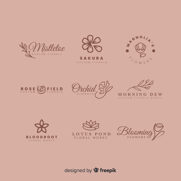 Vetor grátis coleção de logotipo para florista de casamento