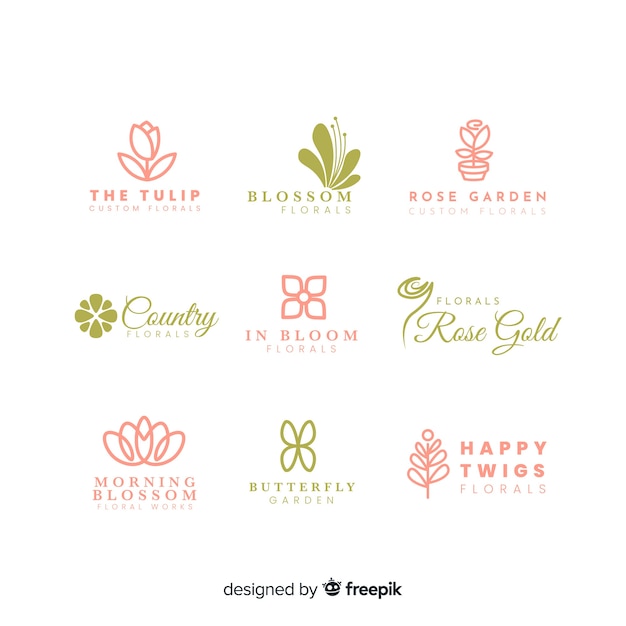 Coleção de logotipo para florista de casamento