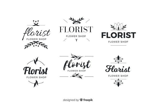 Vetor grátis coleção de logotipo para florista de casamento