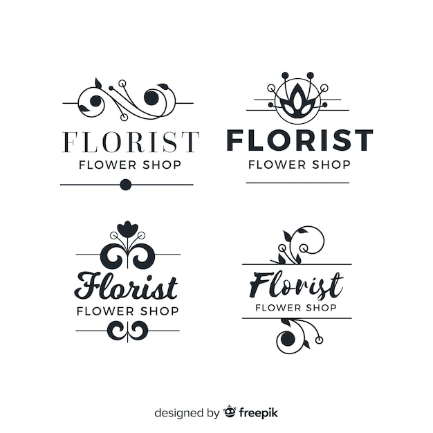 Vetor grátis coleção de logotipo para florista de casamento