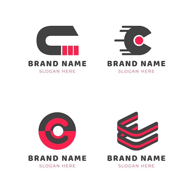 Coleção de logotipos de design plano c