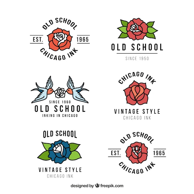 Coleção de logotipos de estúdio bela tatuagem