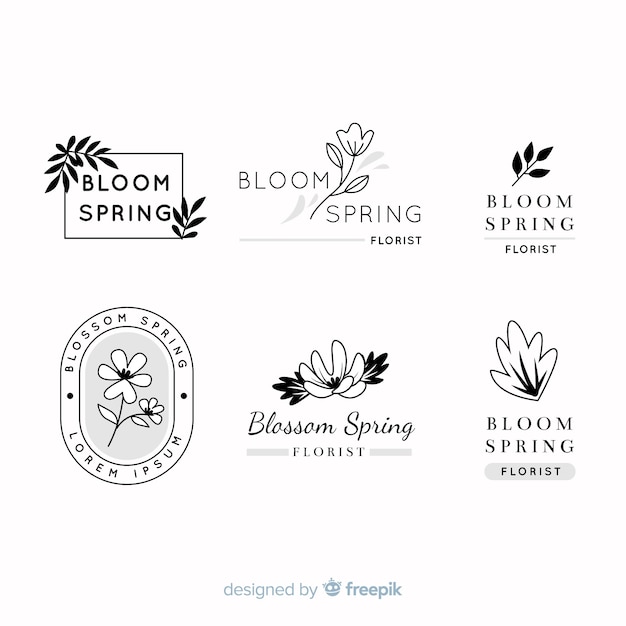 Vetor grátis coleção de logotipos de florista de casamento