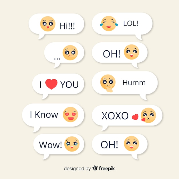 Vetor grátis coleção de mensagens com emojis