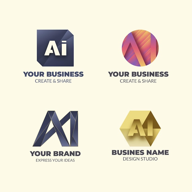 Vetor grátis coleção de modelos de logotipo ai de design plano