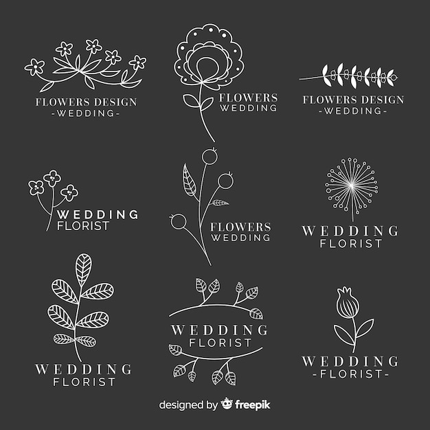 Coleção de modelos de logotipo de florista de casamento