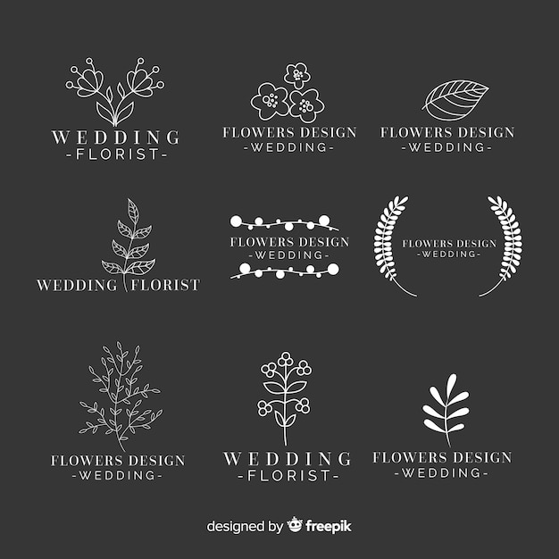 Coleção de modelos de logotipo de florista de casamento