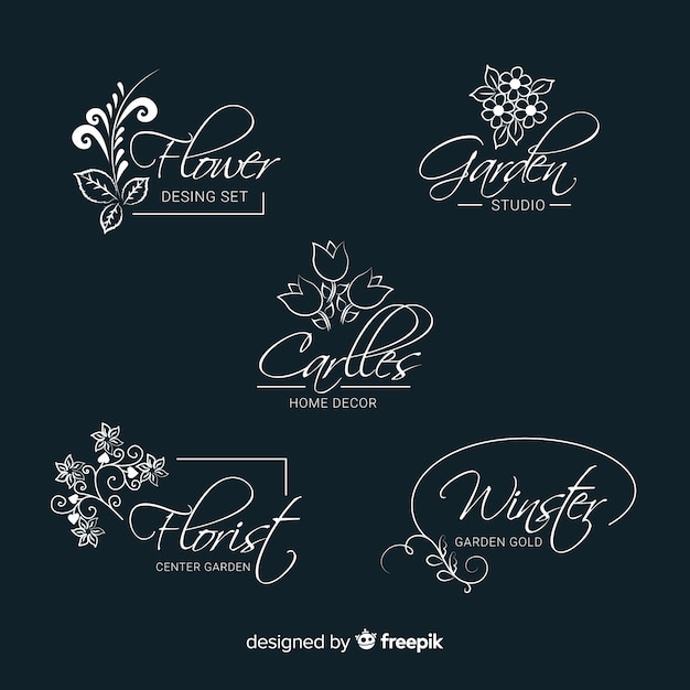 Vetor grátis coleção de modelos de logotipo de florista de casamento