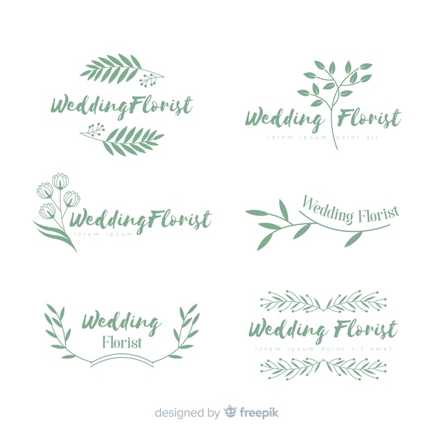 Coleção de modelos de logotipo de florista de casamento