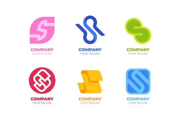 Vetor grátis coleção de modelos de logotipo do flat design