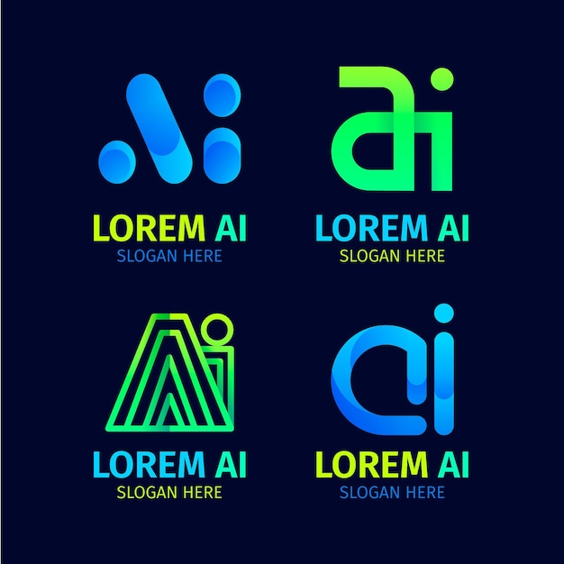 Vetor grátis coleção de modelos de logotipo gradiente ai