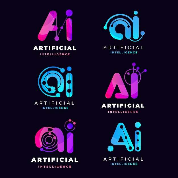 Vetor grátis coleção de modelos de logotipo gradiente ai