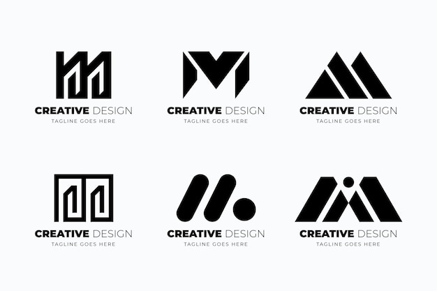 Coleção de modelos de logotipo m de design plano