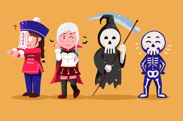 Vetor grátis coleção de personagens de halloween desenhada à mão