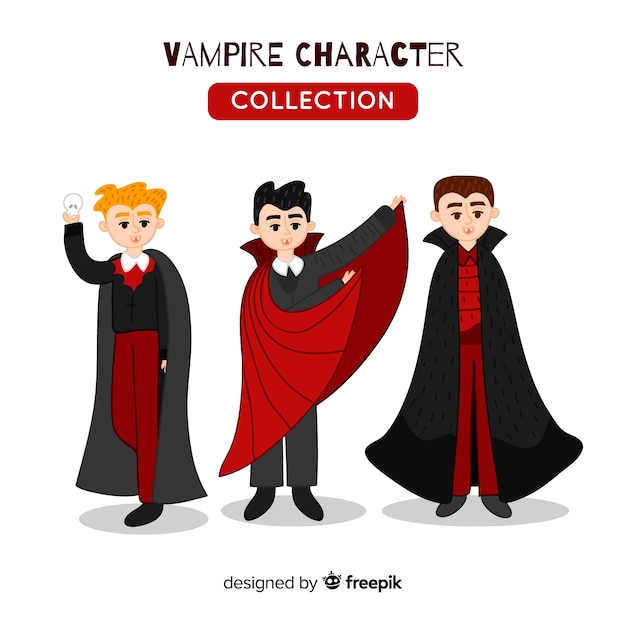 Vetor grátis coleção de personagens de vampiro colorido com design liso