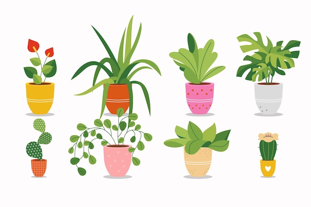 Vetor grátis coleção de plantas de casa planas orgânicas