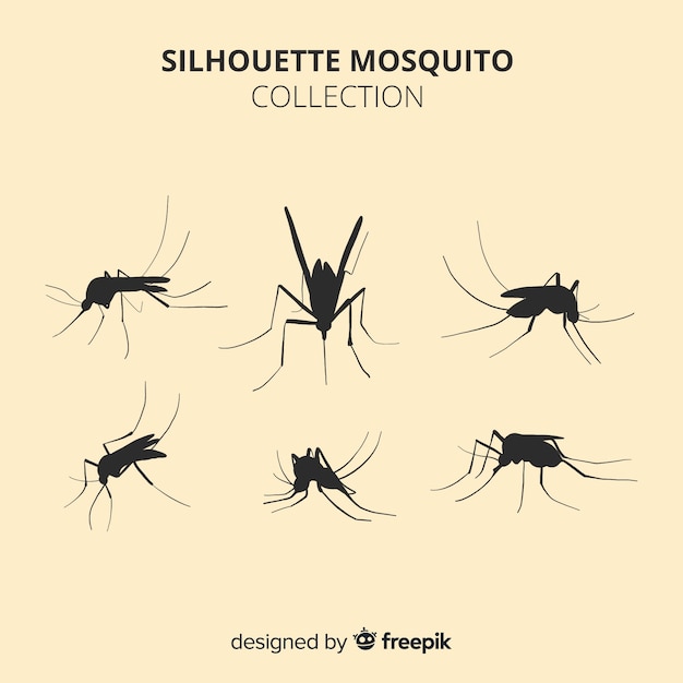 Coleção de seis silhuetas de mosquito