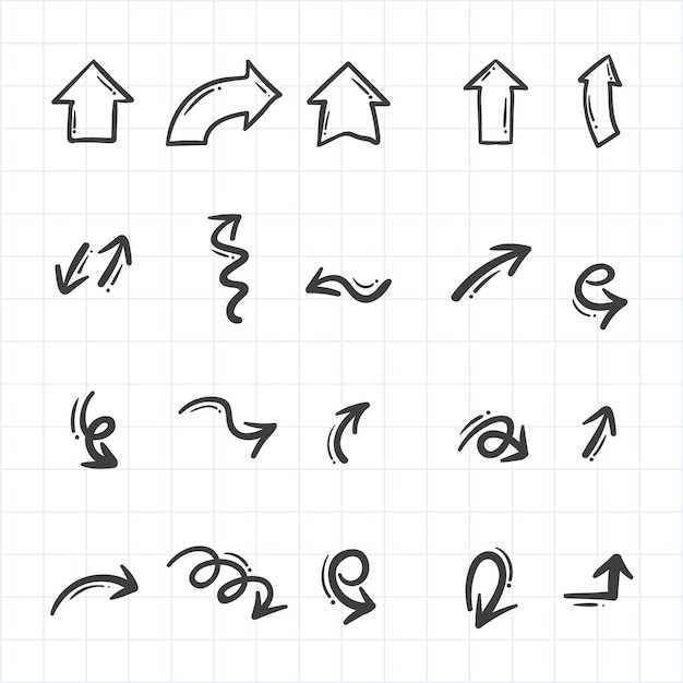 Vetor grátis coleção de setas desenhadas à mão