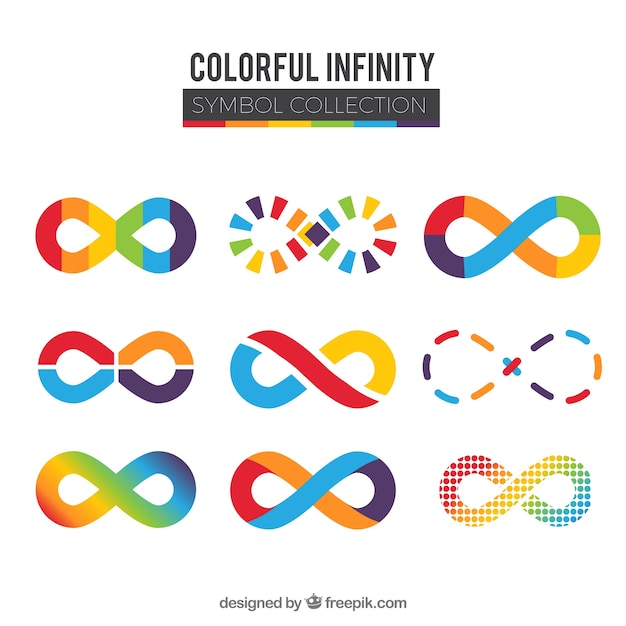 Vetor grátis coleção de símbolo de infinito com cores