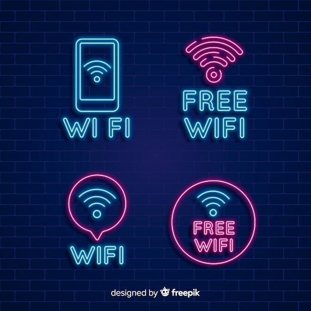 Vetor grátis coleção de sinal de wi-fi grátis de néon