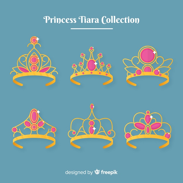 Vetor grátis coleção de tiara princesa dourada