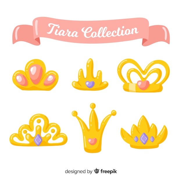 Vetor grátis coleção de tiara princesa dourada