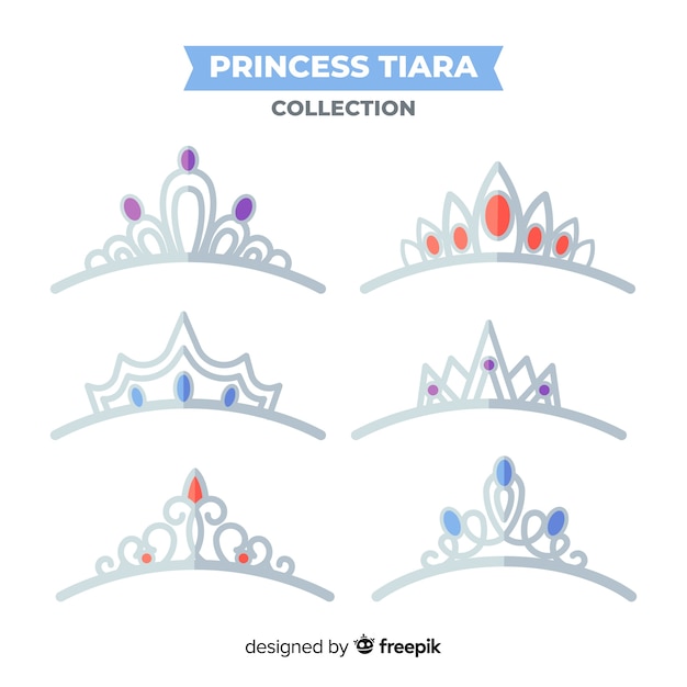 Vetor grátis coleção de tiara princesa prata