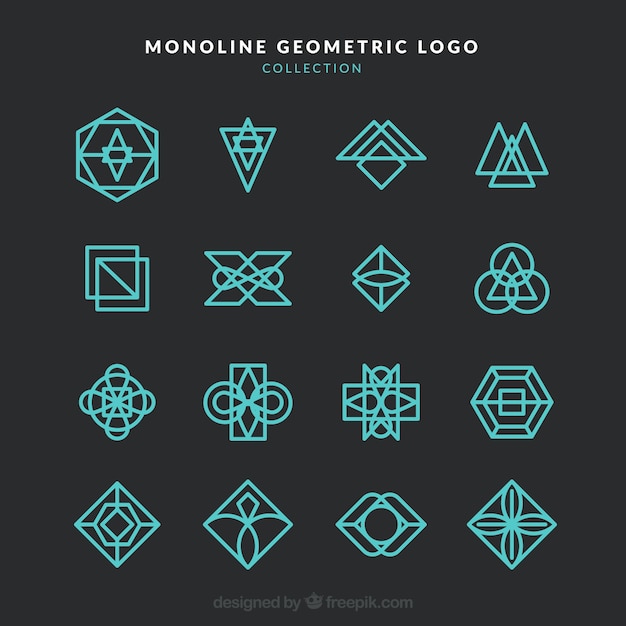 Vetor grátis coleção do logotipo da monolina moderna e escura