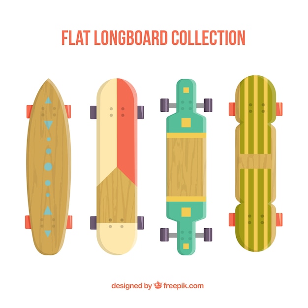 Vetor grátis coleção longboard moderna