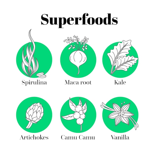 Vetor grátis coleção superfood