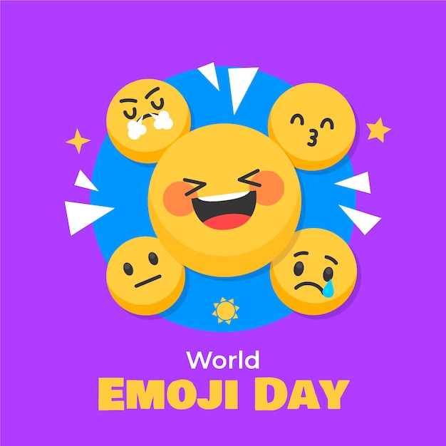 Vetor grátis comemore o fundo do dia mundial do emoji