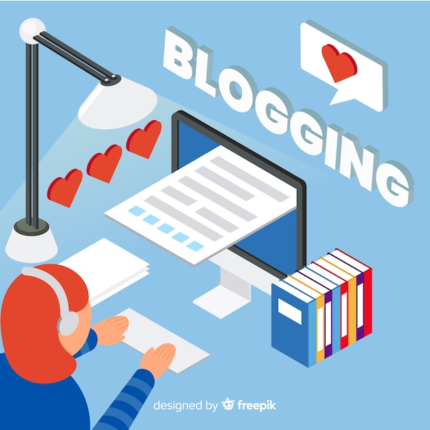 Vetor grátis conceito de blogging isométrico