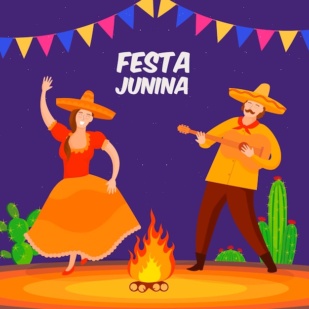 Conceito de festa junina de design plano