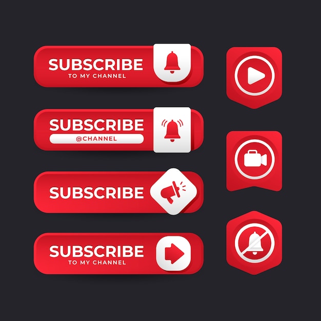 Vetor grátis conjunto de botões de subscrição