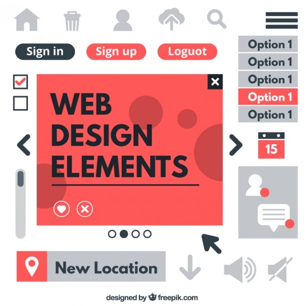 Vetor grátis conjunto de elementos de web e ícones