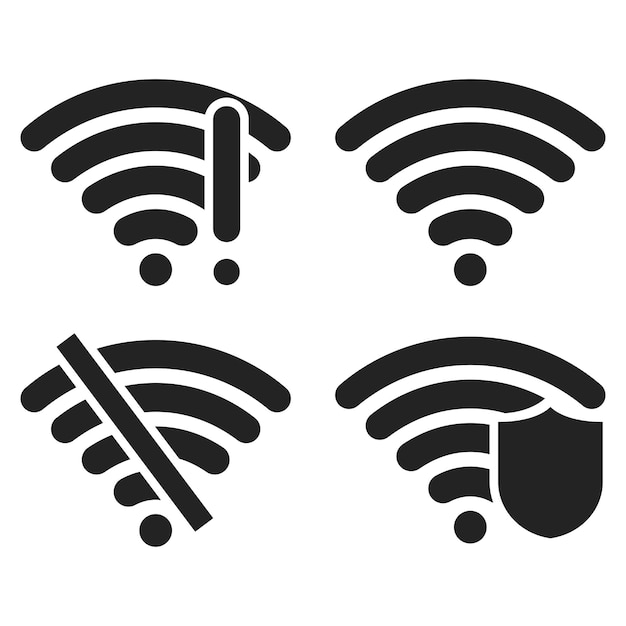 Vetor grátis conjunto de erros de segurança e sem sinais de wi-fi