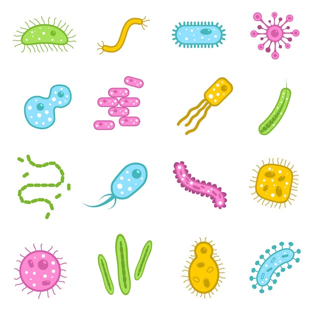 Conjunto de ícones de bactérias
